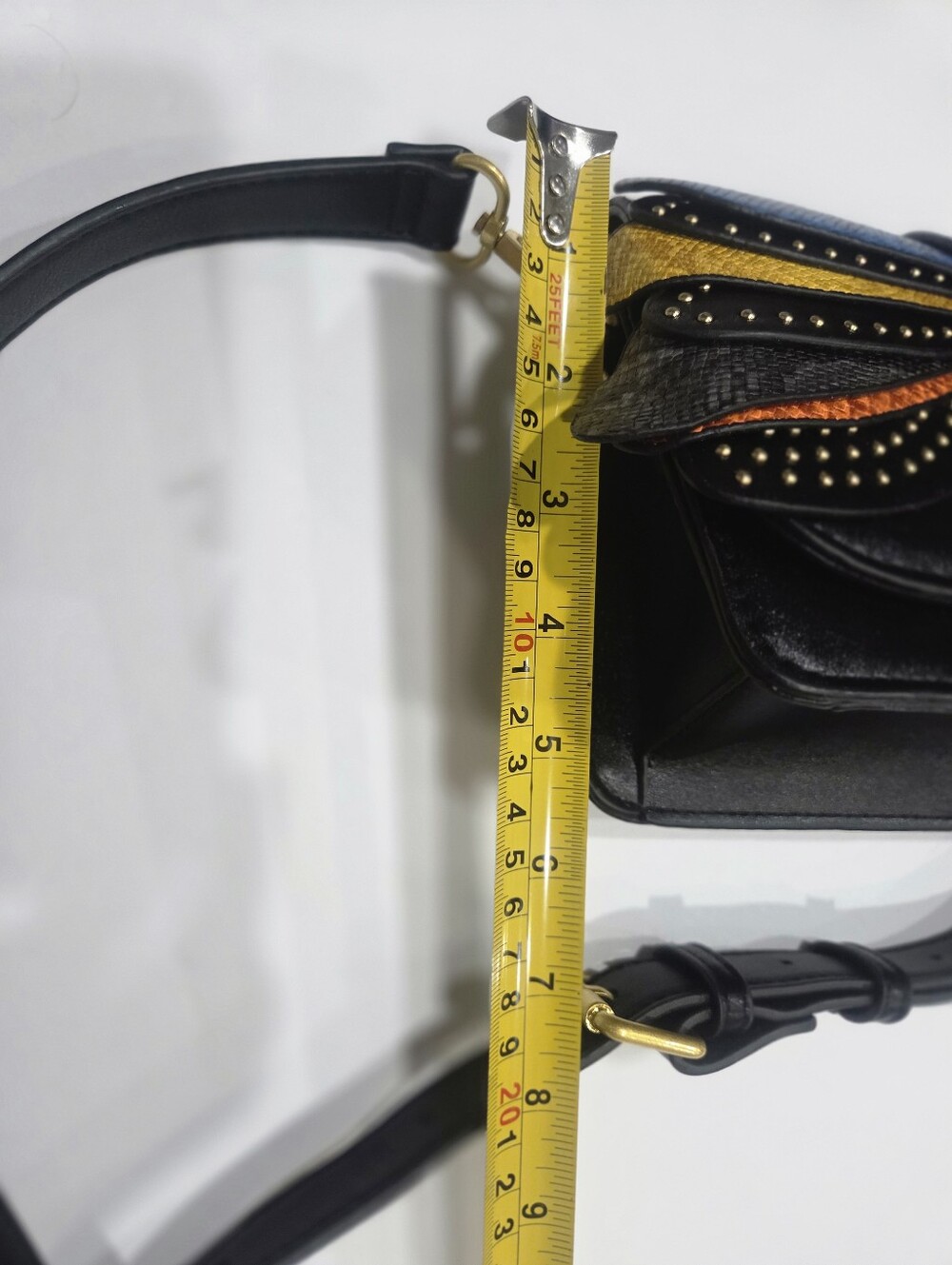 Studded Multi-Color Leather Crossbody Shoulder Bag 9in.×5in.×3in. - Picture 6 of 10